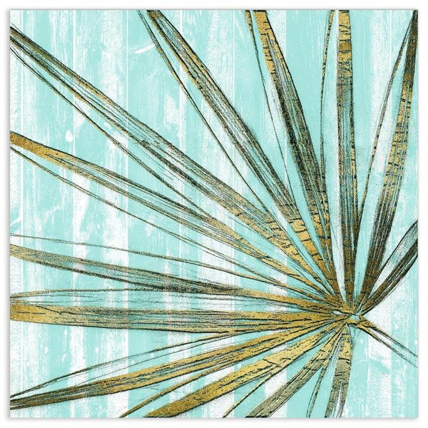 Solid Storage Supplies 38 x 38 in. Beach Frond in Gold II Frameless Tempered Glass Panel Contemporary Wall Art SO2241030